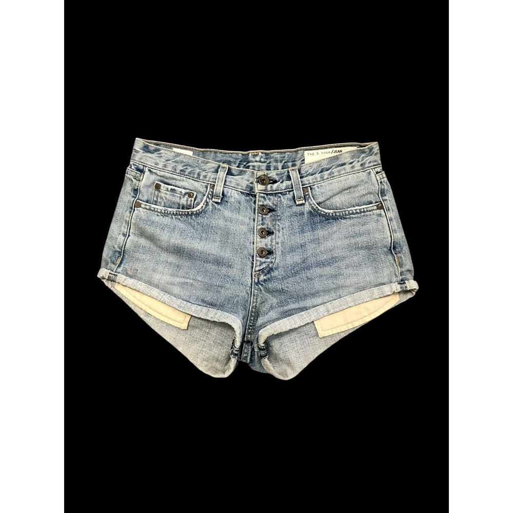 Rag And Bone Low Rise Blue Denim Short Shorts Cutoffs Tag Size 26 Actual Sz 28